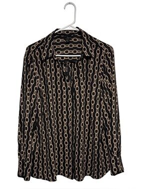 Black Chain-Print Long-Sleeve Shirt